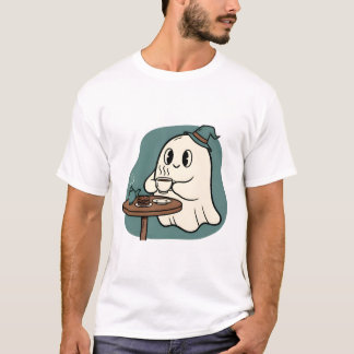Camiseta Cozy Ghost Tea Time – Cute Spooky Halloween