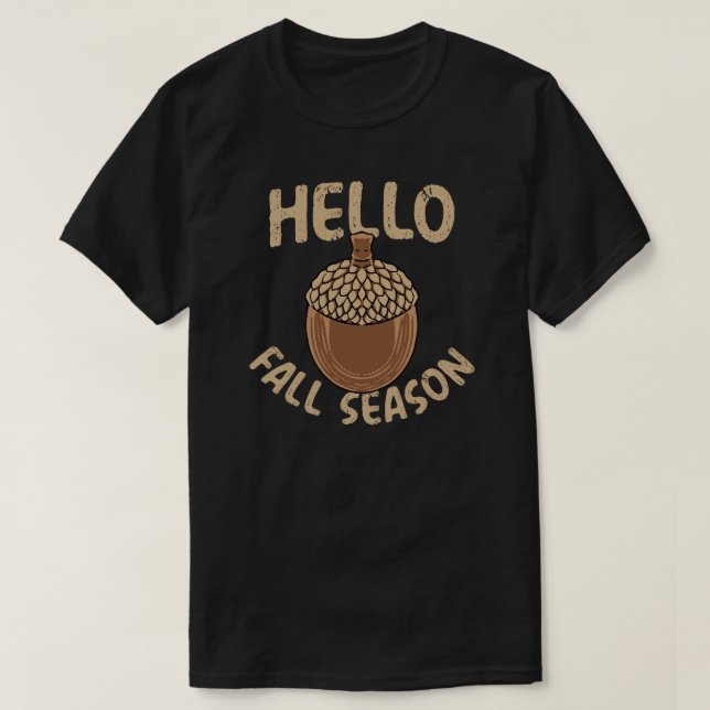 Camiseta Cozy Hello Fall Season Acorn (Diseño del anverso)