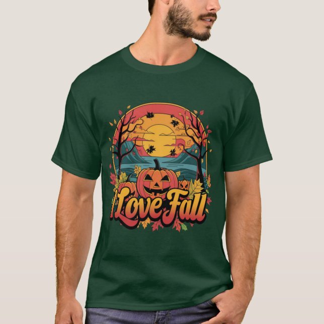 Camiseta Cozy I Love Fall design with carved pumpkin and su (Anverso)