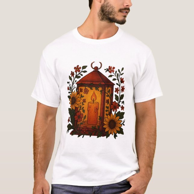Camiseta Cozy Lantern with Sunflowers Art (Anverso)