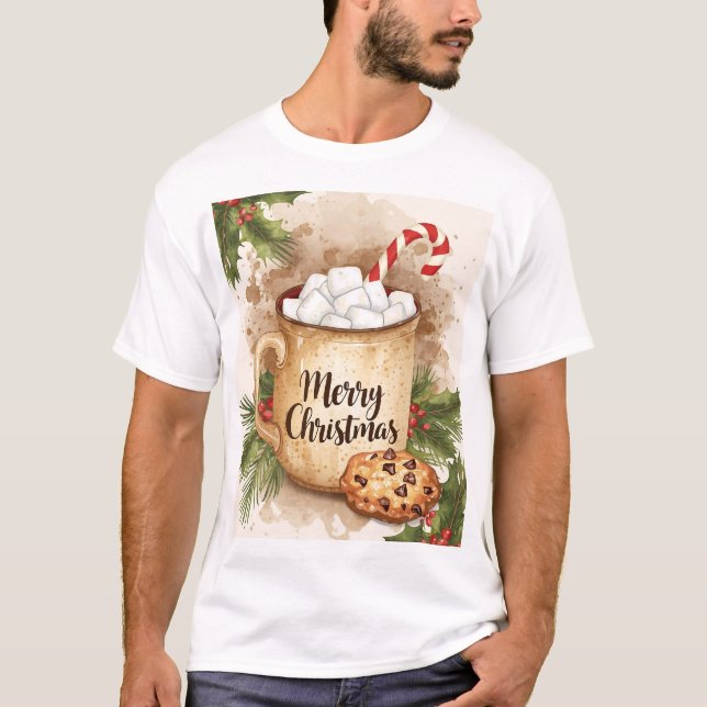 Camiseta Cozy merry Christmas holly cookie cute festive (Anverso)
