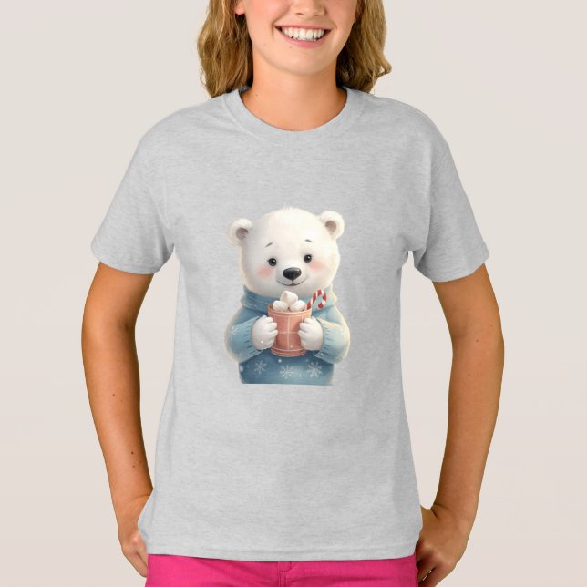 Camiseta Cozy Polar Bear Cub – Kids Christmas Tee (Anverso)