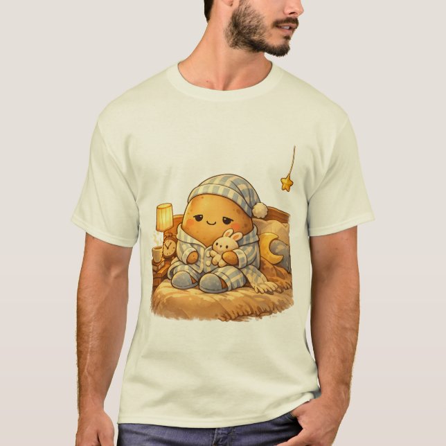 Camiseta Cozy Potato In Pyjamas Bedtime Cartoon Art Print (Anverso)
