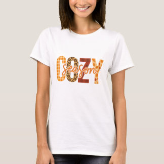 Camiseta Cozy Season Fall Autumn Plaid Leopard