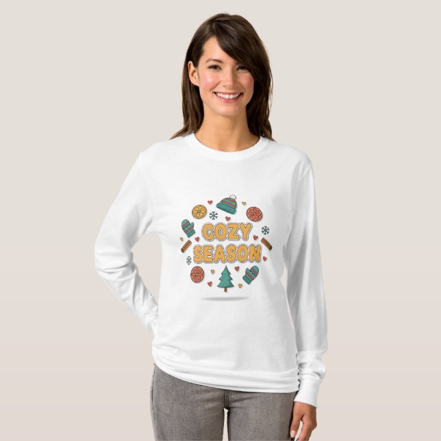 Camiseta Cozy Season Holiday Elements – Style B (Anverso completo)