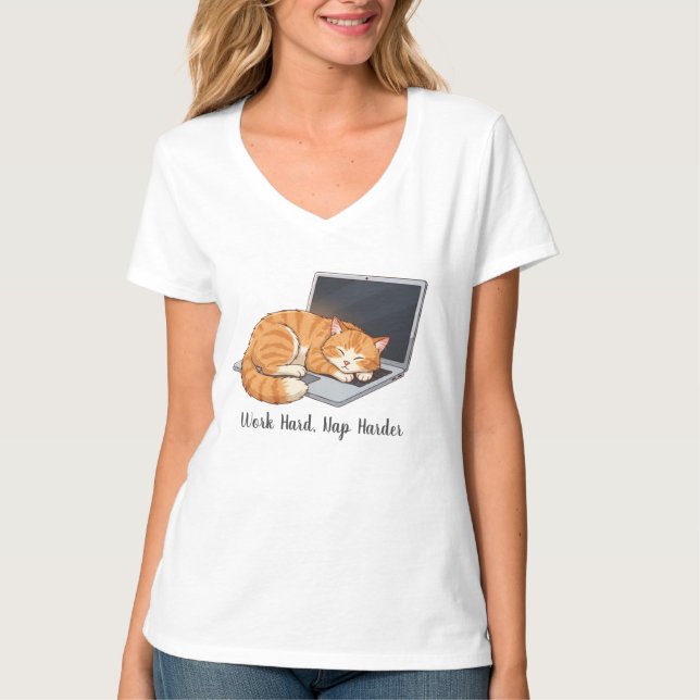 Camiseta Cozy Tabby on Laptop (Anverso)
