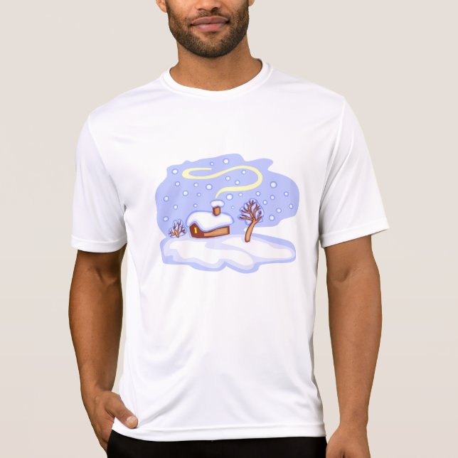 Camiseta Cozy Winter Cabin in Snow Frosty Landscape (Anverso)