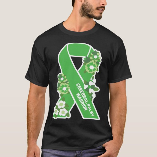 Camiseta CP Green Ribbon and Flowers Women s Cerebral Palsy (Anverso)