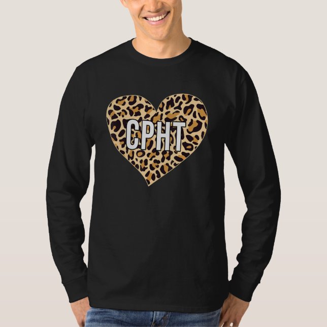 Camiseta CPHT Leopard Heart Pharmacy Technician (Anverso)