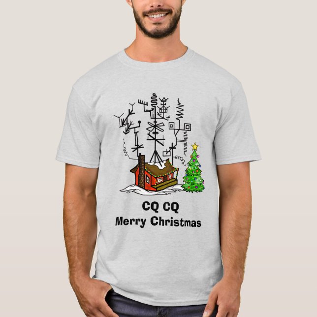 Camiseta CQ CQ Merry Christmas Ham Radio T-Shirt (Anverso)