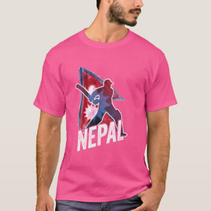 Camiseta Cr de partidario de la bandera nepalí de la camise