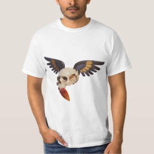 Camiseta Cracked Skull with Wings and Feather