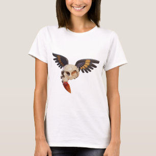 Camiseta Cracked Skull with Wings and Feather