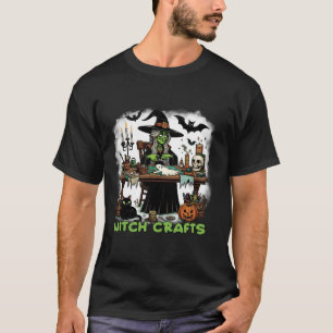 Camiseta Crafas de bruja Halloween Spooky Cat Pumpkin Funny