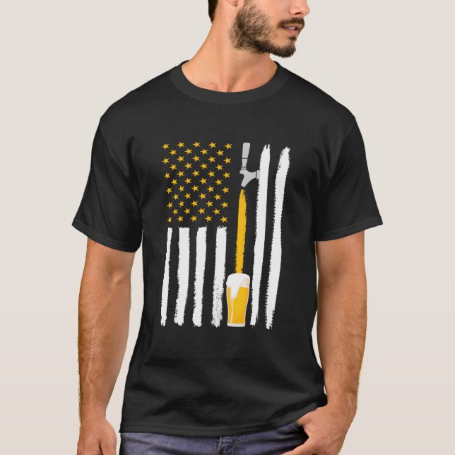 Camiseta Craft Beer American Flag Usa 4Th July Brewery (Anverso)