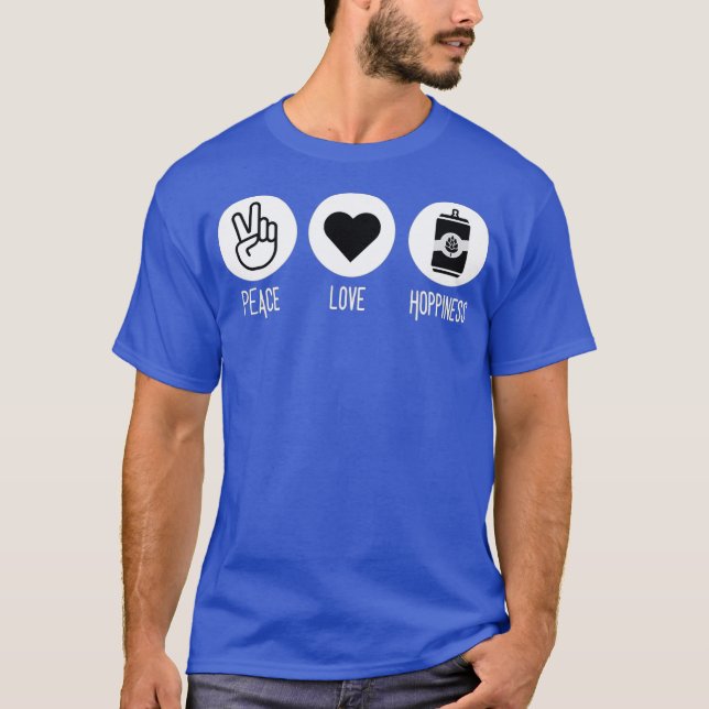 Camiseta Craft Beer Hobby Peace Love Hops Brew Ale Lager (Anverso)