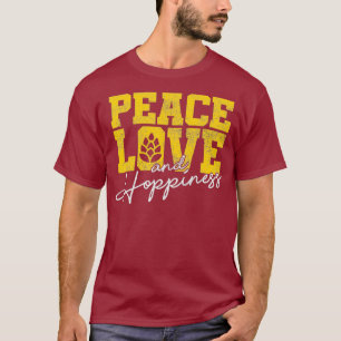 Camiseta Craft Beer Peace Love Hoppiness IPA Shirt Gift