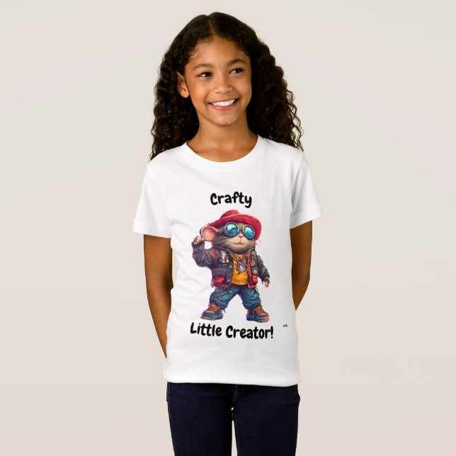 Camiseta Crafty Little Creator Hipster Mouse Design (Anverso completo)