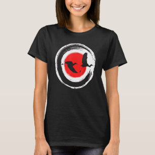 Camiseta Cranas voladoras de arte japonés Enso Círculo Ukiy