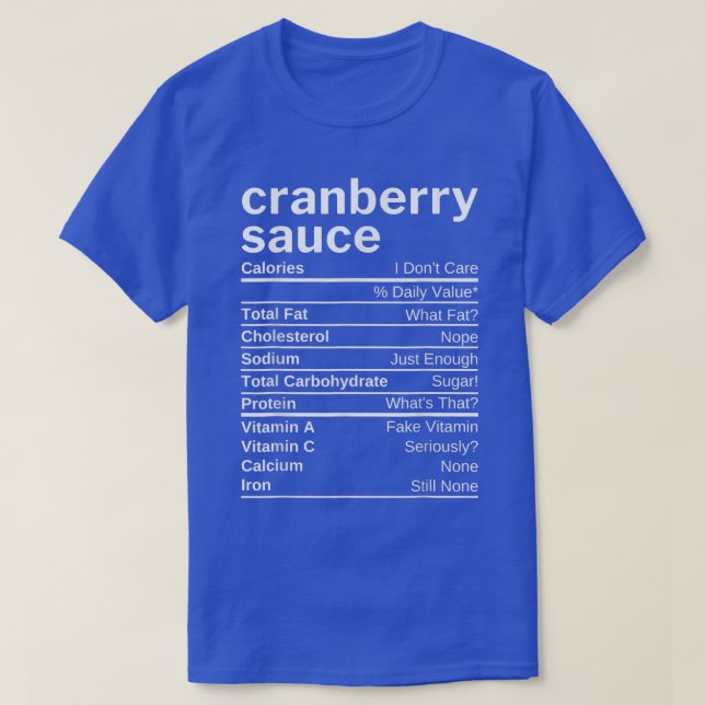 Camiseta Cranberry Sauce Nutrition Facts Matching Family Th (Diseño del anverso)