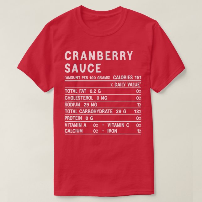 Camiseta Cranberry Sauce Nutrition Funny Thankending Match (Diseño del anverso)