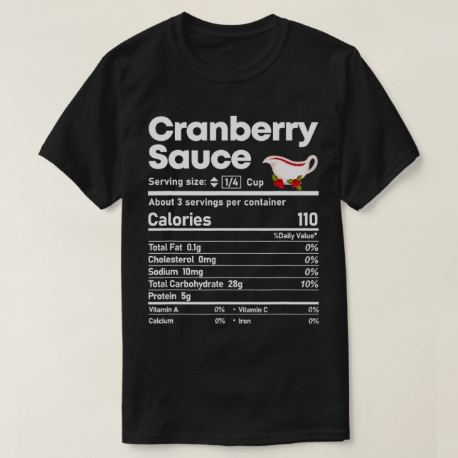 Camiseta Cranberry Sauce Nutrition Gracioso Acción de Graci (Diseño del anverso)