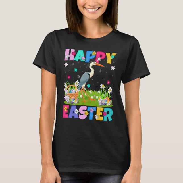 Camiseta Crane Bird Happy Easter Bunny Crane Easter Sunday (Anverso)