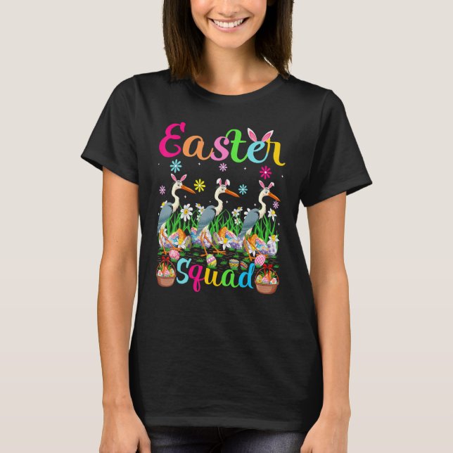 Camiseta Crane Bunny Ear Easter Squad Crane Bird Happy Eas (Anverso)
