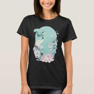 Camiseta Crane Crane Bird Water Lily Lotus Flower Chi