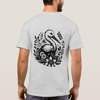Camiseta Crane Floral | Camiseta Gráfica de Pájaro