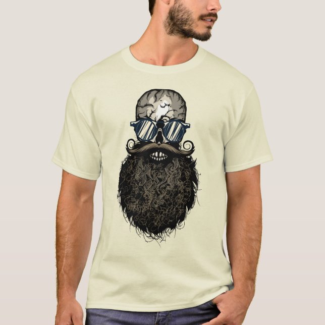 Camiseta crane_hipster_skull_tete_de_mort_barbu_barbe_moust (Anverso)
