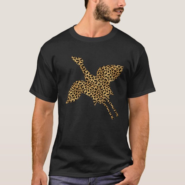 Camiseta Crane Leopard Print Wader Bird Animal Women (Anverso)