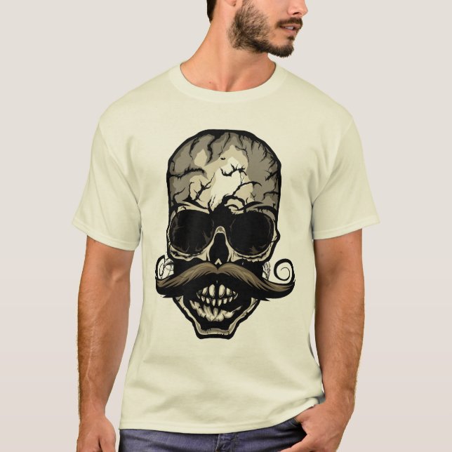 Camiseta crane_moustache_hipster_tete_de_mort_skull_2901_Q (Anverso)