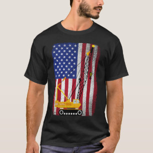 Camiseta Crane Operator Heavy Machinery Usa Bandera Estadou