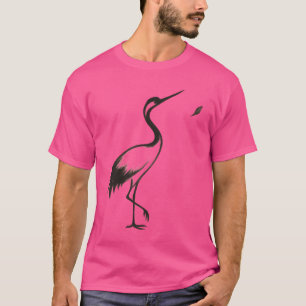 Camiseta Crane Petal Minimalista Tinta Bird Design vintage