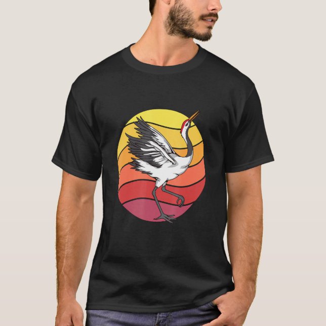 Camiseta Crane Retro Sunset Bird Cranes (Anverso)