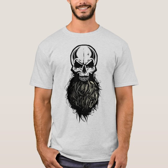 Camiseta crane tete de mort hipster skull barbu barbe pirat (Anverso)