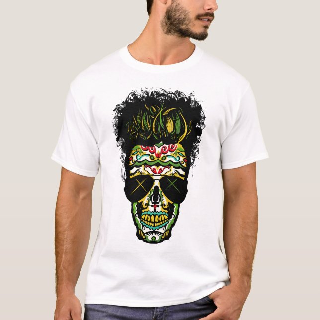 Camiseta crane_tete_de_mort_mexicaine_hipster_mexicain_lune (Anverso)