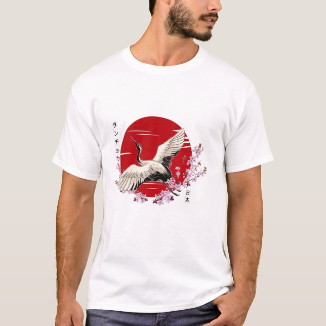 Camiseta Crane Tsuru japonés (Anverso)