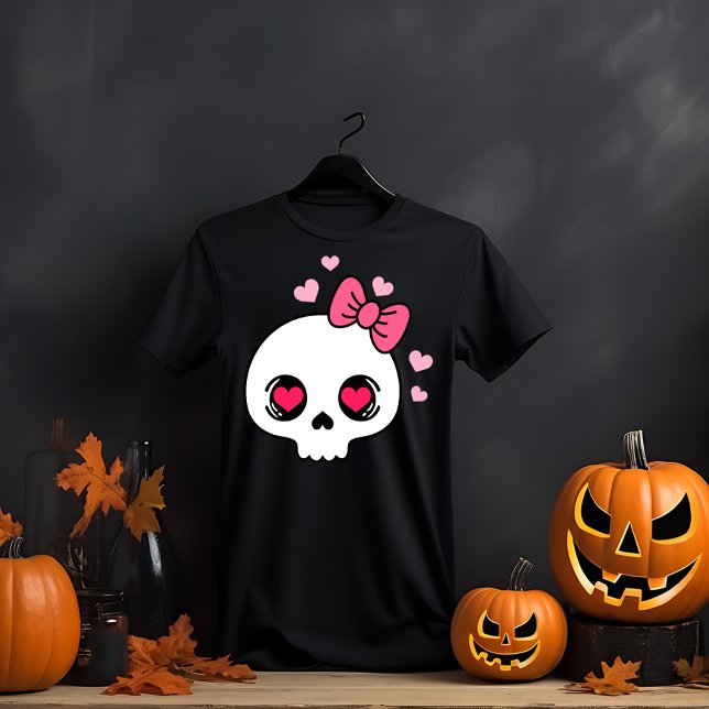 Camiseta Cráneo Adorable De Bow Rosado (Subido por el creador)