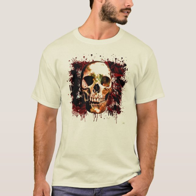 Camiseta Cráneo asustadizo de la salpicadura de la sangre (Anverso)