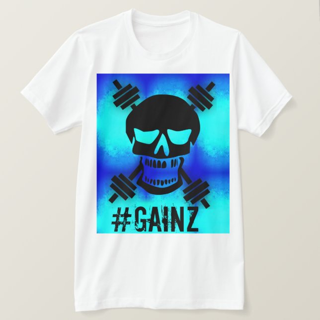 Camiseta Cráneo azul del Barbell de Psychdelic (Anverso del diseño)