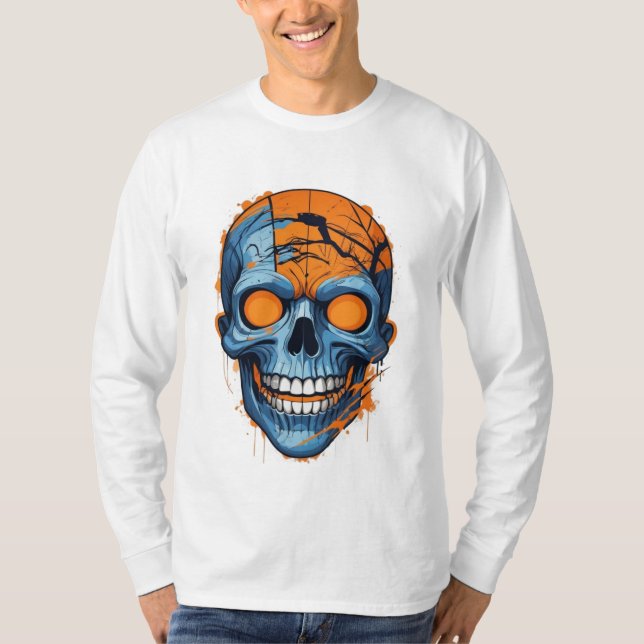 Camiseta Cráneo azul roto (Anverso)