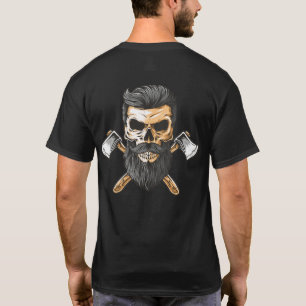 Camiseta Cráneo Barbudo Leñador Hachas Cruzadas