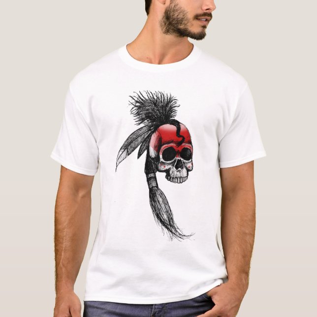 Camiseta Cráneo cherokee rojo (Anverso)