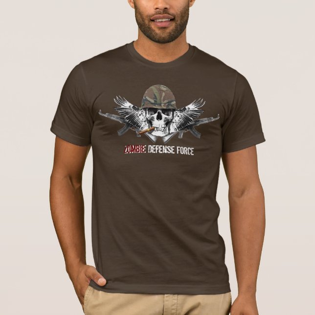 Camiseta Cráneo con alas de la fuerza de defensa del zombi (Anverso)
