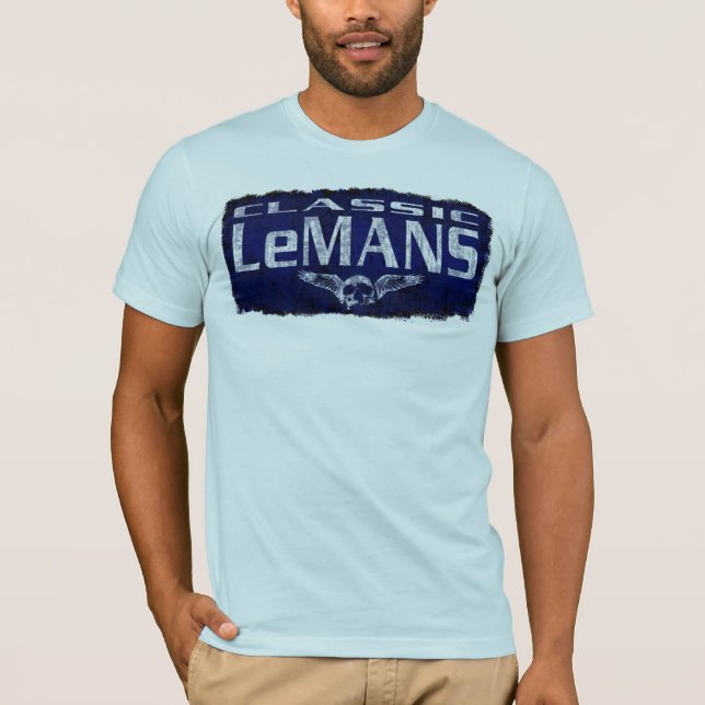 Camiseta Cráneo con alas obra clásica azul de Pontiac Le (Anverso)