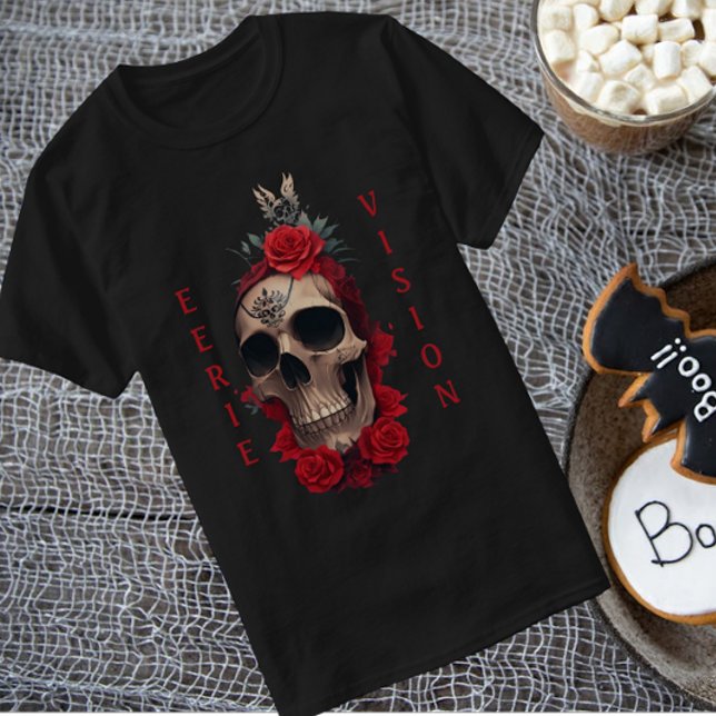 Camiseta Cráneo con rosas rojas (Subido por el creador)
