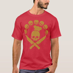 Camiseta cráneo cruzado de cuchillos bbq cocina humor carni