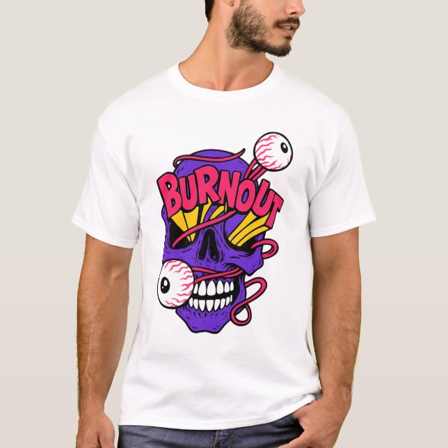 Camiseta Cráneo de arte con Burnout (Anverso)